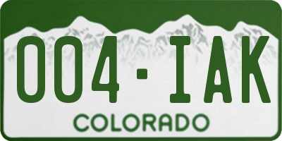 CO license plate 004IAK