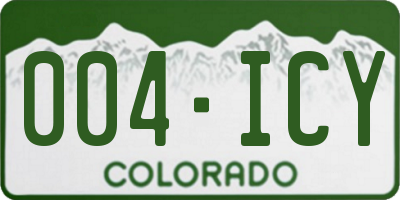 CO license plate 004ICY