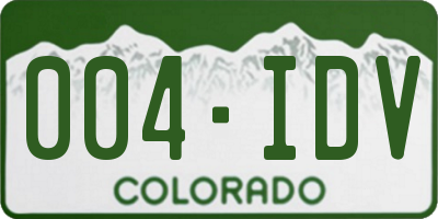 CO license plate 004IDV