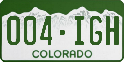 CO license plate 004IGH
