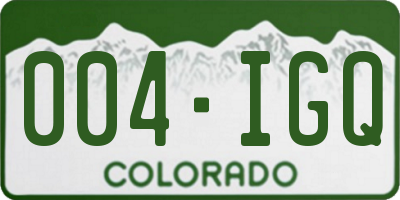 CO license plate 004IGQ