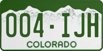 CO license plate 004IJH