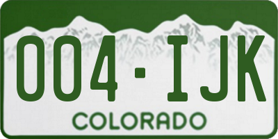CO license plate 004IJK