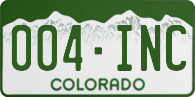 CO license plate 004INC