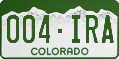 CO license plate 004IRA