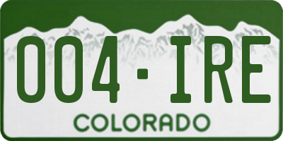 CO license plate 004IRE