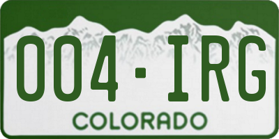 CO license plate 004IRG