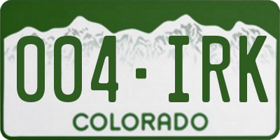 CO license plate 004IRK