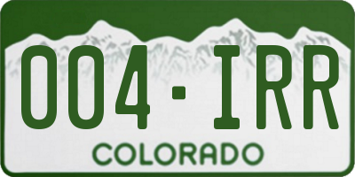 CO license plate 004IRR