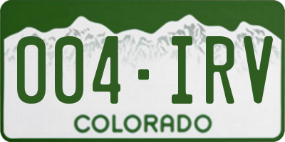 CO license plate 004IRV