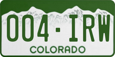 CO license plate 004IRW