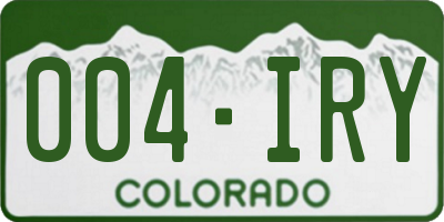 CO license plate 004IRY