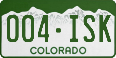 CO license plate 004ISK