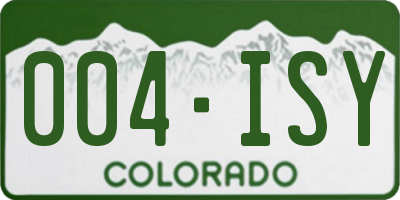 CO license plate 004ISY