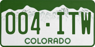 CO license plate 004ITW