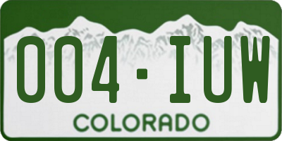 CO license plate 004IUW