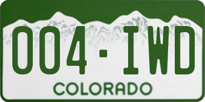 CO license plate 004IWD