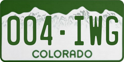 CO license plate 004IWG