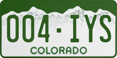 CO license plate 004IYS