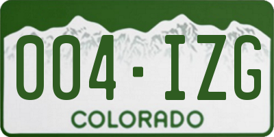 CO license plate 004IZG