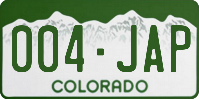 CO license plate 004JAP