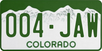 CO license plate 004JAW