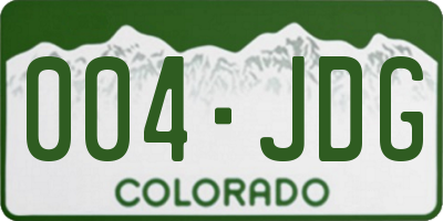 CO license plate 004JDG