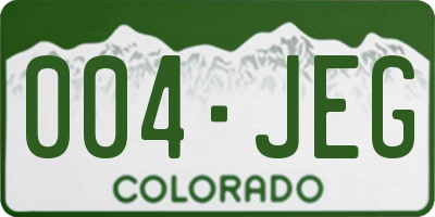 CO license plate 004JEG