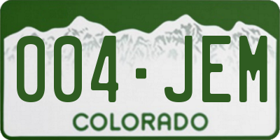 CO license plate 004JEM