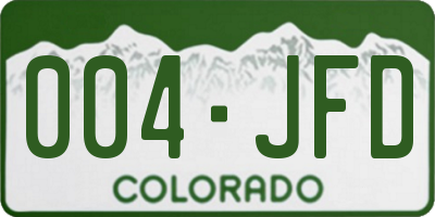 CO license plate 004JFD