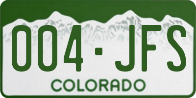 CO license plate 004JFS