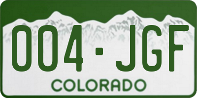CO license plate 004JGF