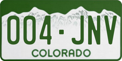 CO license plate 004JNV