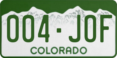CO license plate 004JOF