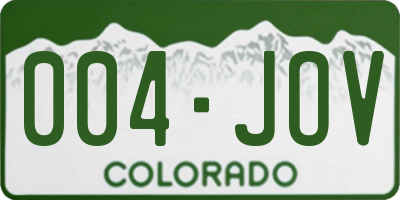 CO license plate 004JOV
