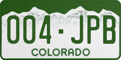 CO license plate 004JPB