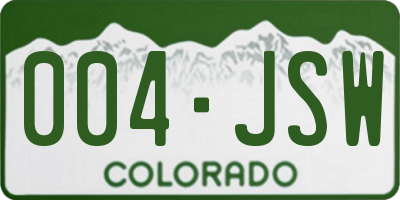 CO license plate 004JSW
