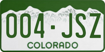 CO license plate 004JSZ