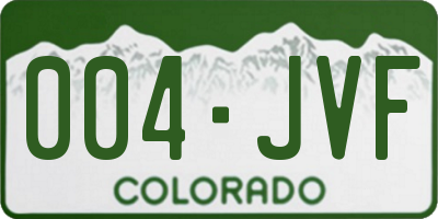 CO license plate 004JVF