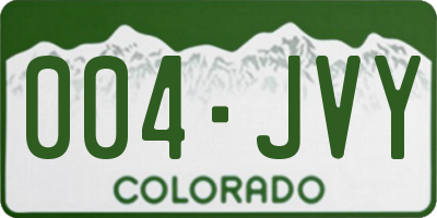 CO license plate 004JVY