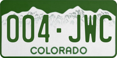 CO license plate 004JWC
