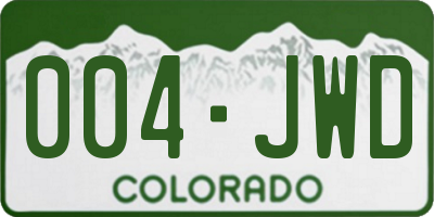CO license plate 004JWD