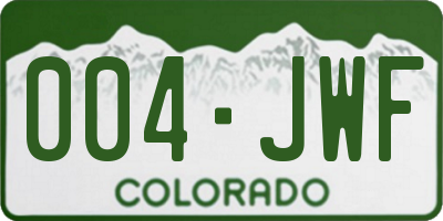 CO license plate 004JWF