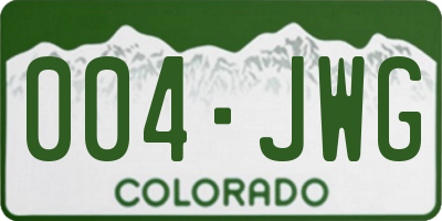 CO license plate 004JWG