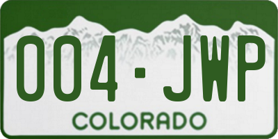 CO license plate 004JWP