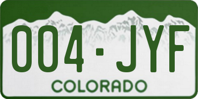 CO license plate 004JYF