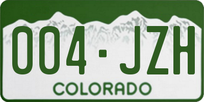 CO license plate 004JZH