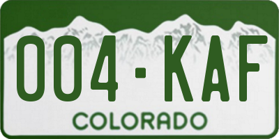 CO license plate 004KAF