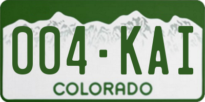 CO license plate 004KAI
