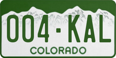 CO license plate 004KAL